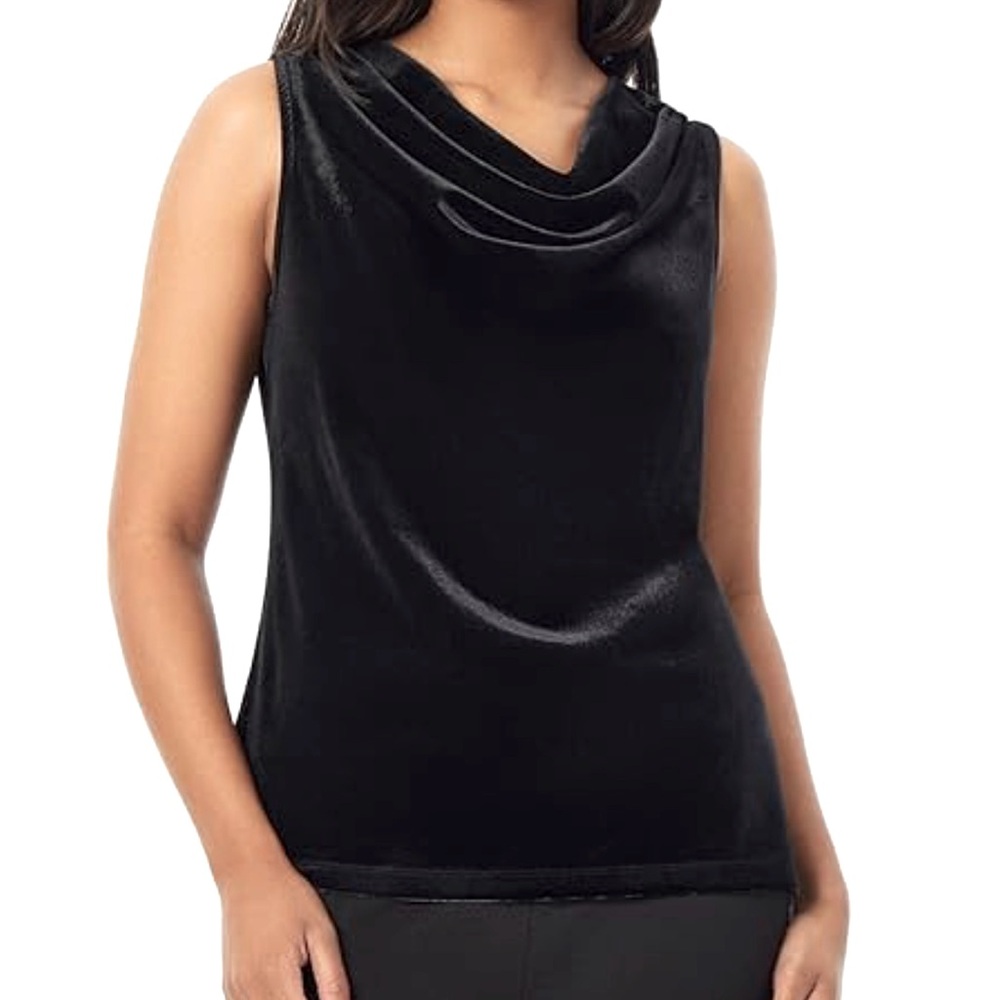 Calvin Klein NWT Black Sleeveless Velour Shirt Dressy Top Ladies Sz M